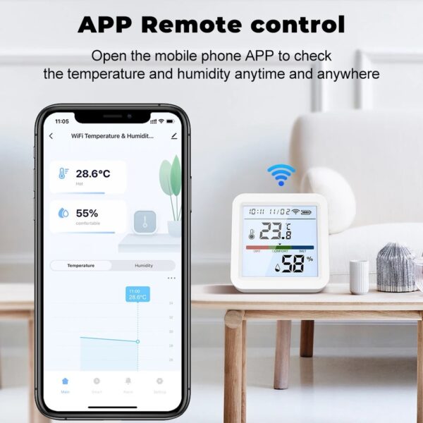 Tuya Smart Life WiFi Temperature & Humidity Sensor – 2.4GHz, APP Control, Indoor
