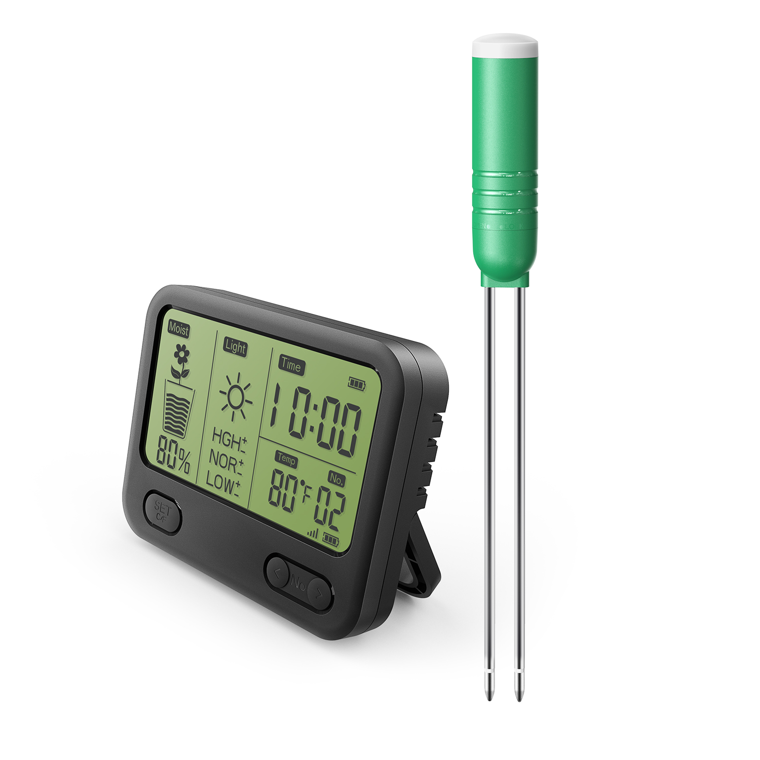 3-in-1 Digitale Bodemtester, monitor met 1 sensor – Meet grondvocht, lichtintensiteit en temperatuur van de omgeving
