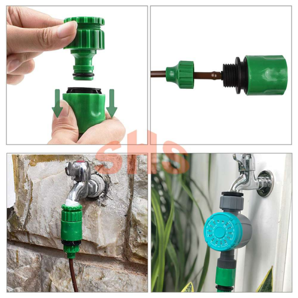 RainPoint IK10V kraanaansluiting en installatie van de watertimer op de buitenkraan